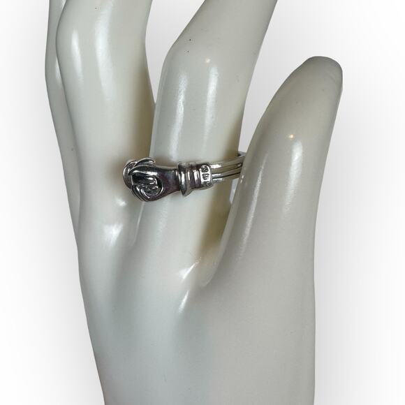 Vintage 925 Fede Gimmel Clasped Hands Heart Ring Sterling Silver Size 7.75 - Picture 6 of 9